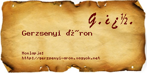 Gerzsenyi Áron névjegykártya